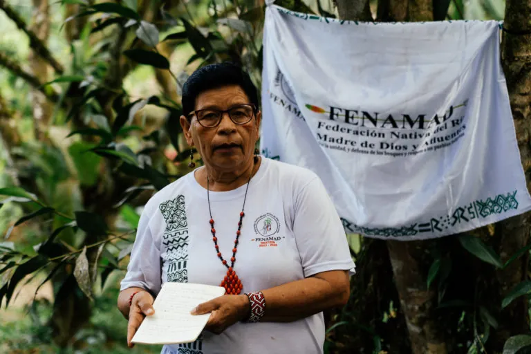 Amalia Añez, Coordinator of FENAMAD’s Indigenous Women’s Area, shared her organisation’s experience with integrated chakras.