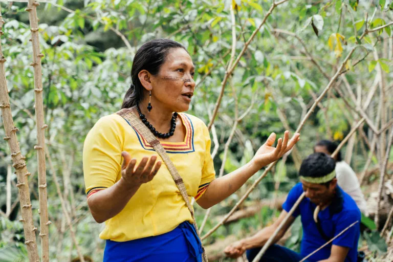 Luz Vargas, coordinator of the chakras at the Lisan Wasi Community Tourism Centre, shared reflections on the importance of preserving and passing on ancestral knowledge of chakra cultivation and management.
